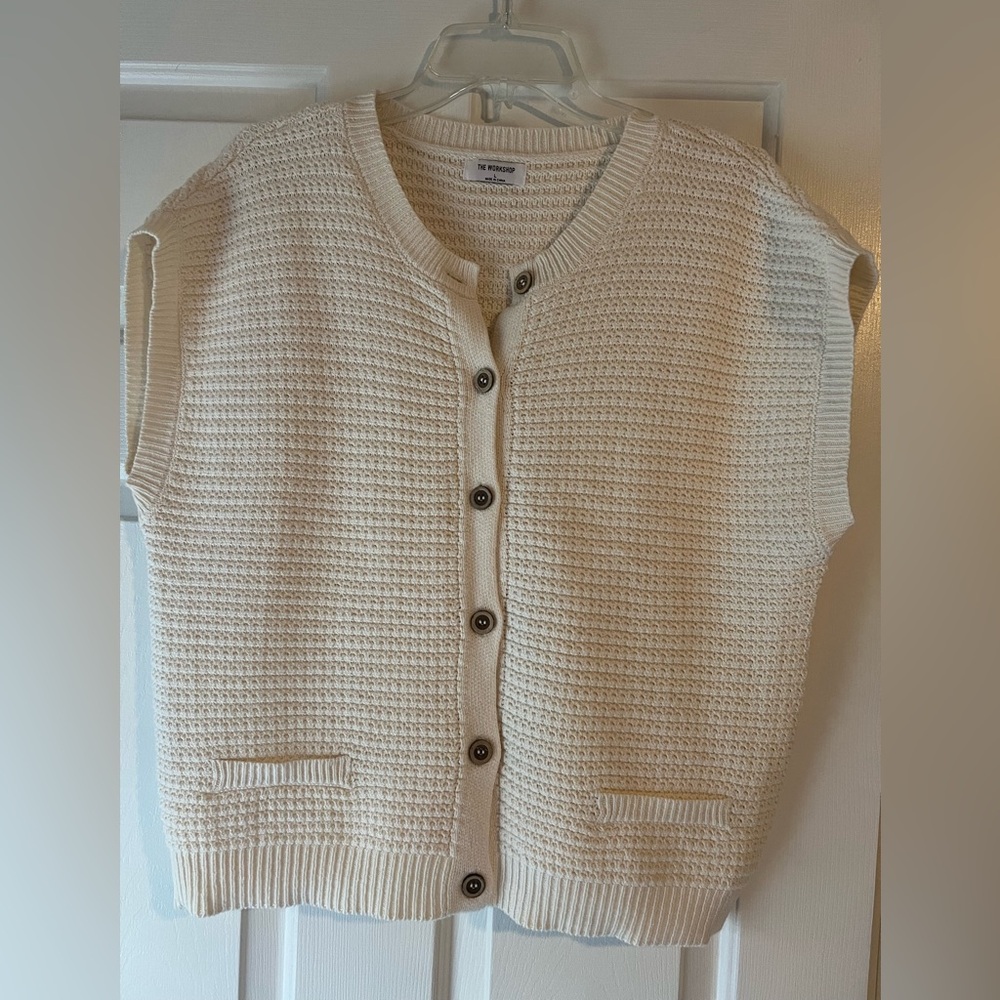 Women's Cream Cardigan Sweater - Picture 1 of 2